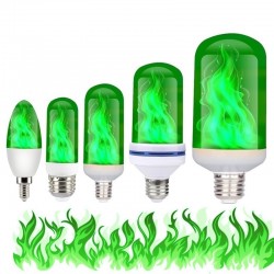 3W 5W 9W - E27 E26 E14 E12 Led 85-265V - ampoule avec effet feu - vert