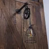 Rustic industrial pipe & pulley design - wall lamp with cordWall lights