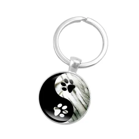 Yin Yang - porte-clés ronde en verre
