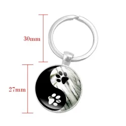 Yin Yang - porte-clés ronde en verre