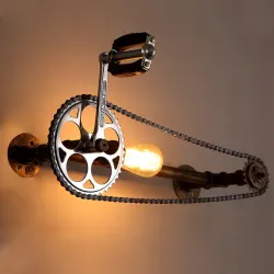 Lampe murale vintage avec chaîne de vélo