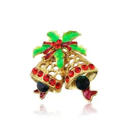 Broche de cristal de Noël avec cloche de jingle