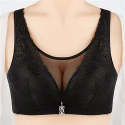 Soutien-gorge en dentelle solide avec poussée - grande taille