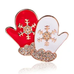 Gants de Noël - broche de cristal