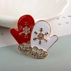 Gants de Noël - broche de cristal