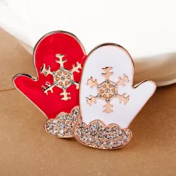 Gants de Noël - broche de cristal