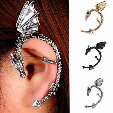 Boucle d'oreille gothique et punk avec dragon