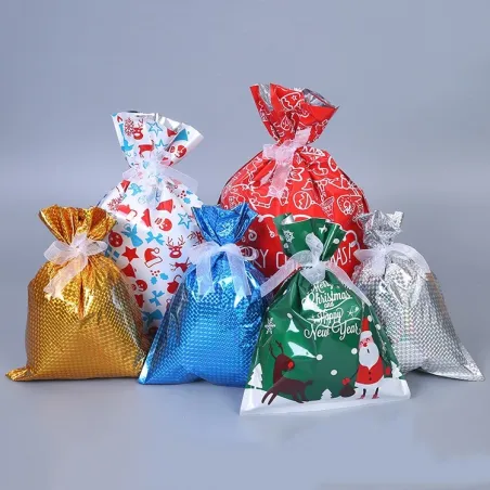 Sacs cadeaux de Noël avec cordons 32 * 24 cm 50 pièces