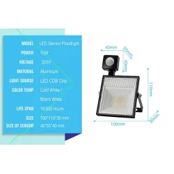 15W 30W 45W 60W / AC220V / SMD2835 LED flood light with adjustable motion sensorFloodlights