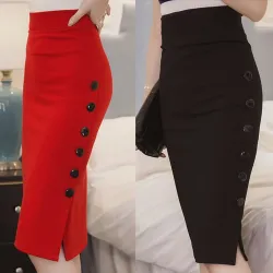 Jupe avec boutons - taille haute