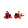 Boucles d'oreilles en or avec rose rouge