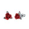 Boucles d'oreilles en or avec rose rouge