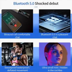 Q67 TWS écouteurs sans fil - 3D stéréo - Bluetooth 5 - microphone - étanche - casque auto