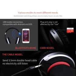 casque sans fil MH7 - casque Bluetooth - pliable - microphone - carte TF