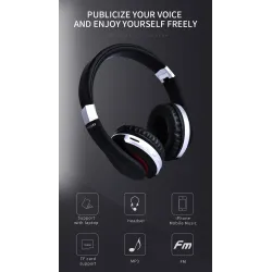 casque sans fil MH7 - casque Bluetooth - pliable - microphone - carte TF