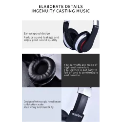 casque sans fil MH7 - casque Bluetooth - pliable - microphone - carte TF