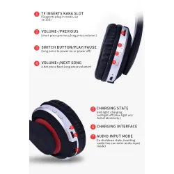casque sans fil MH7 - casque Bluetooth - pliable - microphone - carte TF