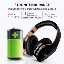 Casques Bluetooth sans fil - annulation de bruit - bass stéréo pliables - écouteurs réglables avec microphone