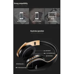 Casques Bluetooth sans fil - annulation de bruit - bass stéréo pliables - écouteurs réglables avec microphone