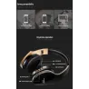 Casques Bluetooth sans fil - annulation de bruit - bass stéréo pliables - écouteurs réglables avec microphone