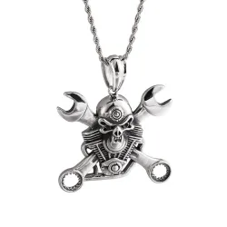 Crâne en acier inoxydable & crâne - collier de style punk
