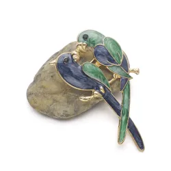 Double perroquet - broche élégante
