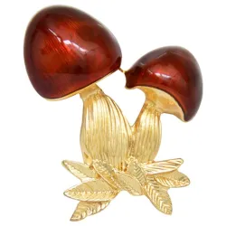 Rouge émail - champignon - broche