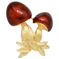 Red enamel mushroom - brooch