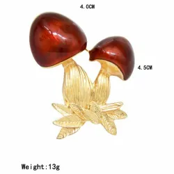 Rouge émail - champignon - broche
