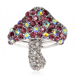 Mushroom with colorful crystals - brooch