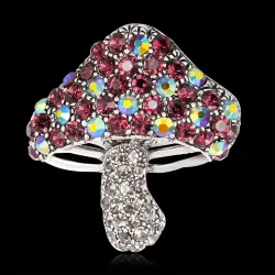 Champignon avec des cristaux colorés - broche