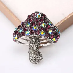 Champignon avec des cristaux colorés - broche