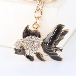Cristal avec poisson d'or - porte-clés