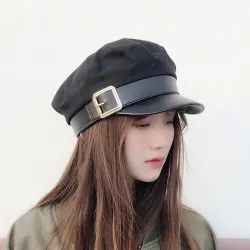Casquette de mode avec visière en cuir & ceinture