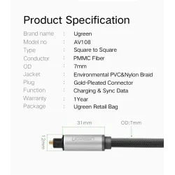 Ugreen Toslink - digital optical cable - audio adapter 1m - 1.5m - 2m - 3mCables
