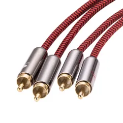 Câble audio HiFi - 2 RCA à 2 RCA - câble tressé OFC - 1m - 2m - 3m - 5m - 8m - 10m - 12m - 15m