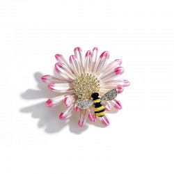 Crystal bee and daisy - an elegant broochBrooches