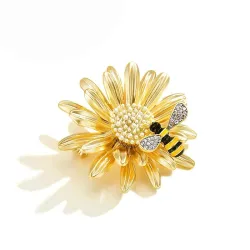 Abe de cristal et marguerite - une broche élégante
