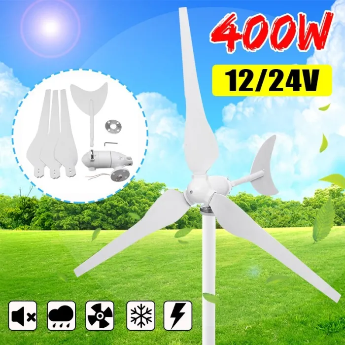 400W 12V- 24V - 3 pales - horizontal - générateur d'éoliennes