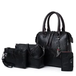 Elegant leather handbag - 4 pieces setSets