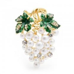 Crystal grapes with pearls - an elegant broochBrooches