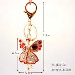 Ange de cristal avec ailes - keyring
