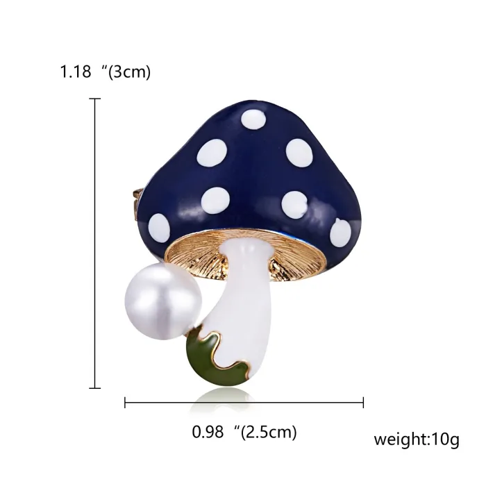 Broche élégante avec champignon et perle