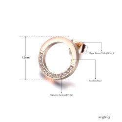 Rose gold & silver round earrings with crystalsEarrings