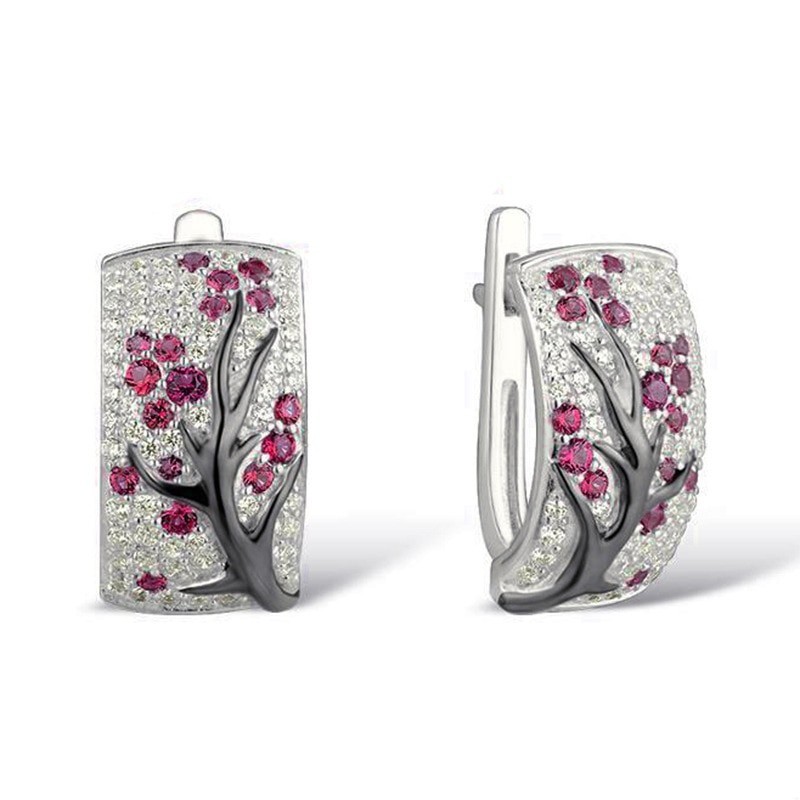 Rose flowers - luxury earrings with cubic zirconiaEarrings