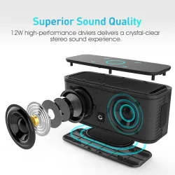 DOSS SoundBox - 2*6W - haut-parleur Bluetooth - contrôle tactile - son stéréo - basse - microphone intégré