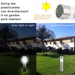 Lampe de jardin solaire LED en acier inoxydable - bâton étanche