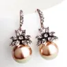 Boucles d'oreilles vintage de luxe avec fleur de cristal & perle