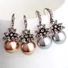 Boucles d'oreilles vintage de luxe avec fleur de cristal & perle