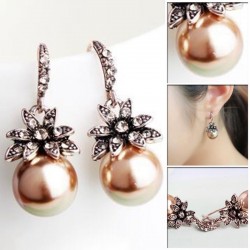 Vintage luxury earrings with crystal flower & pearlEarrings